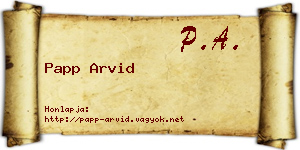 Papp Arvid névjegykártya